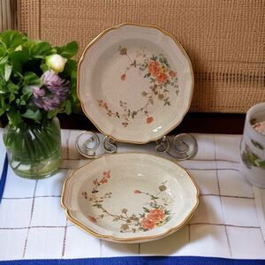 2 Mikasa Garden Club Silk Bouquet Bowls Soup Cereal Stoneware Vintage‎ Cottage